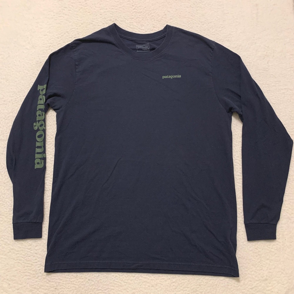 Patagonia Long Sleeve Logo T-Shirt Mens L Regular Fit STY39042 Navy Blue